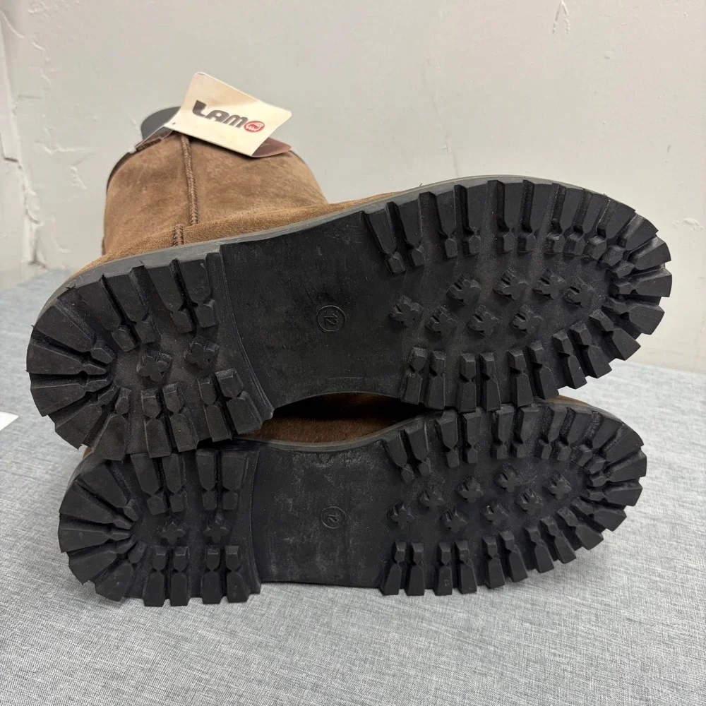 Lamo Boots Mens Size 12 Brown Suede Faux Fur Lined Rugged Lug Sole LF00000002